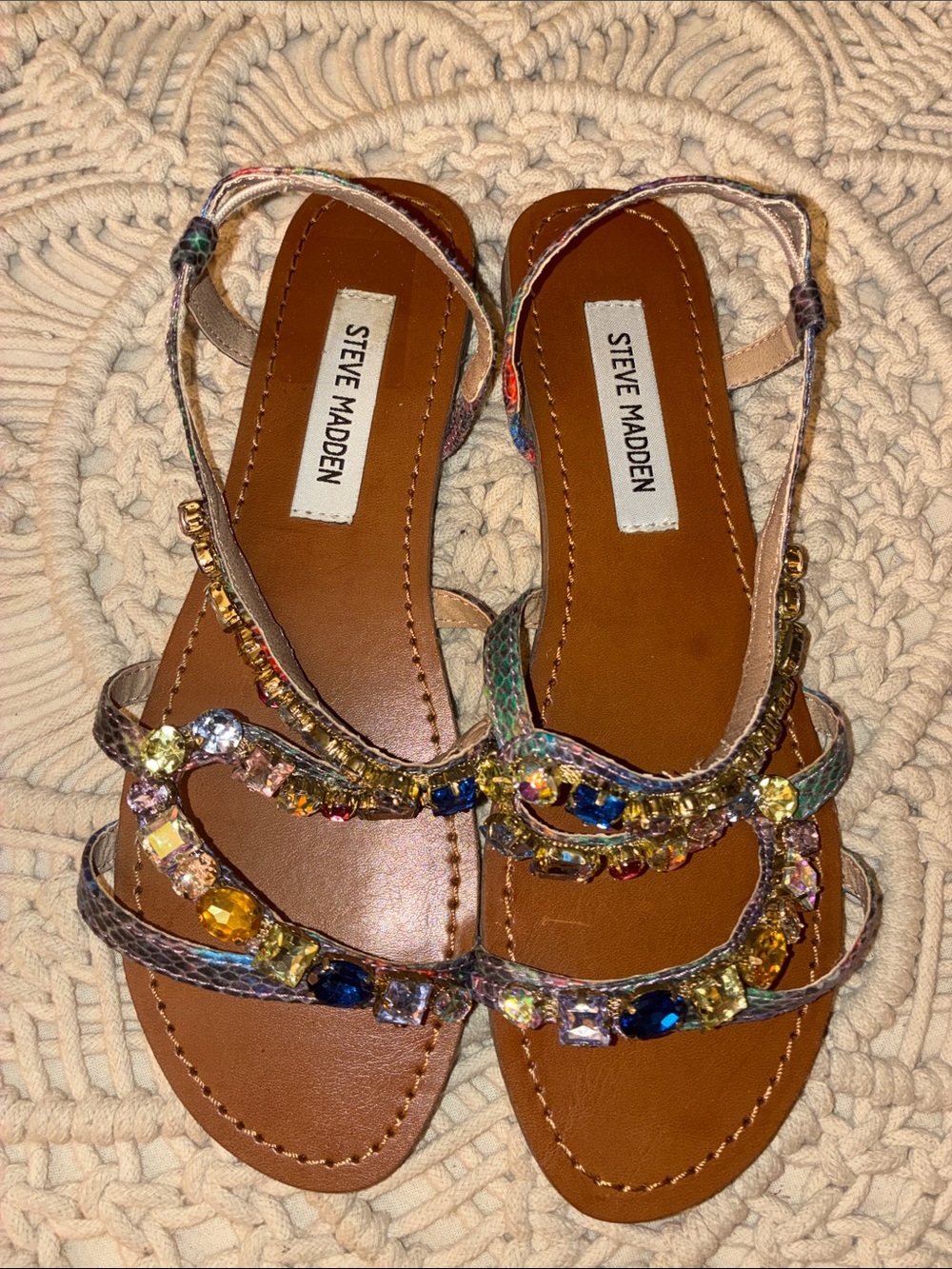 Steve Madden Multicolor Jeweled Slingback Sandals